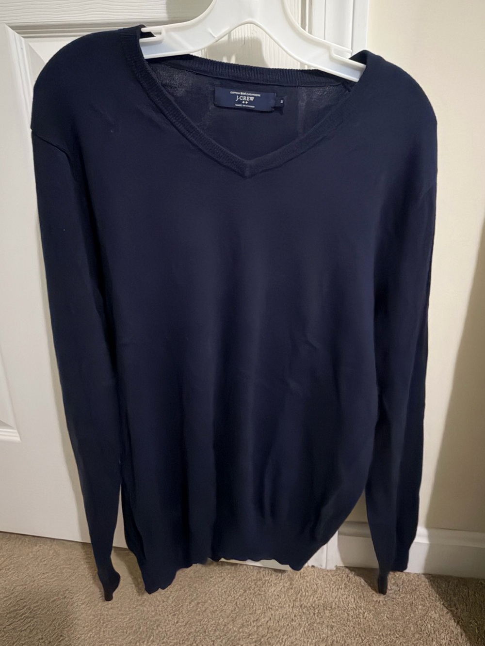 J. Crew Men's Deep Navy V-Neck Sweater